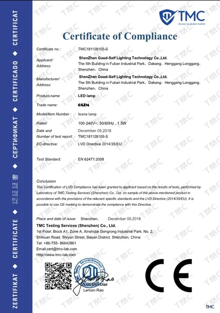 Standard:CE Number:TMC181128105-S